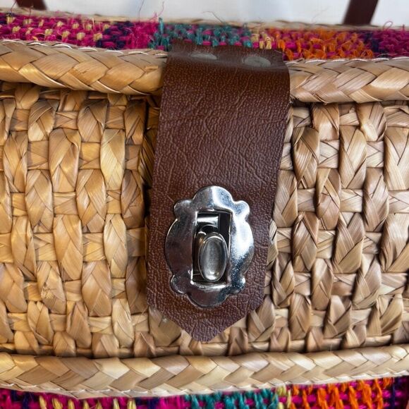 Tote Market Arm Bag Purse Large Woven Colorful Raffia Straw Beach Picnic Boho - Picture 10 of 12